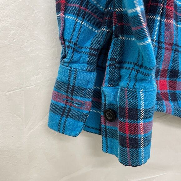 Vintage 90s Plaid Flannel Shirt Mens Small Womens Medium Plaid Flannel Blue Red - Picture 9 of 16